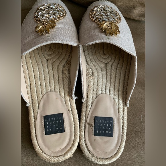 White House Black Market WHBM Pineapple Espadrille Slides Slippers Shoes Size 6 - Picture 6 of 9